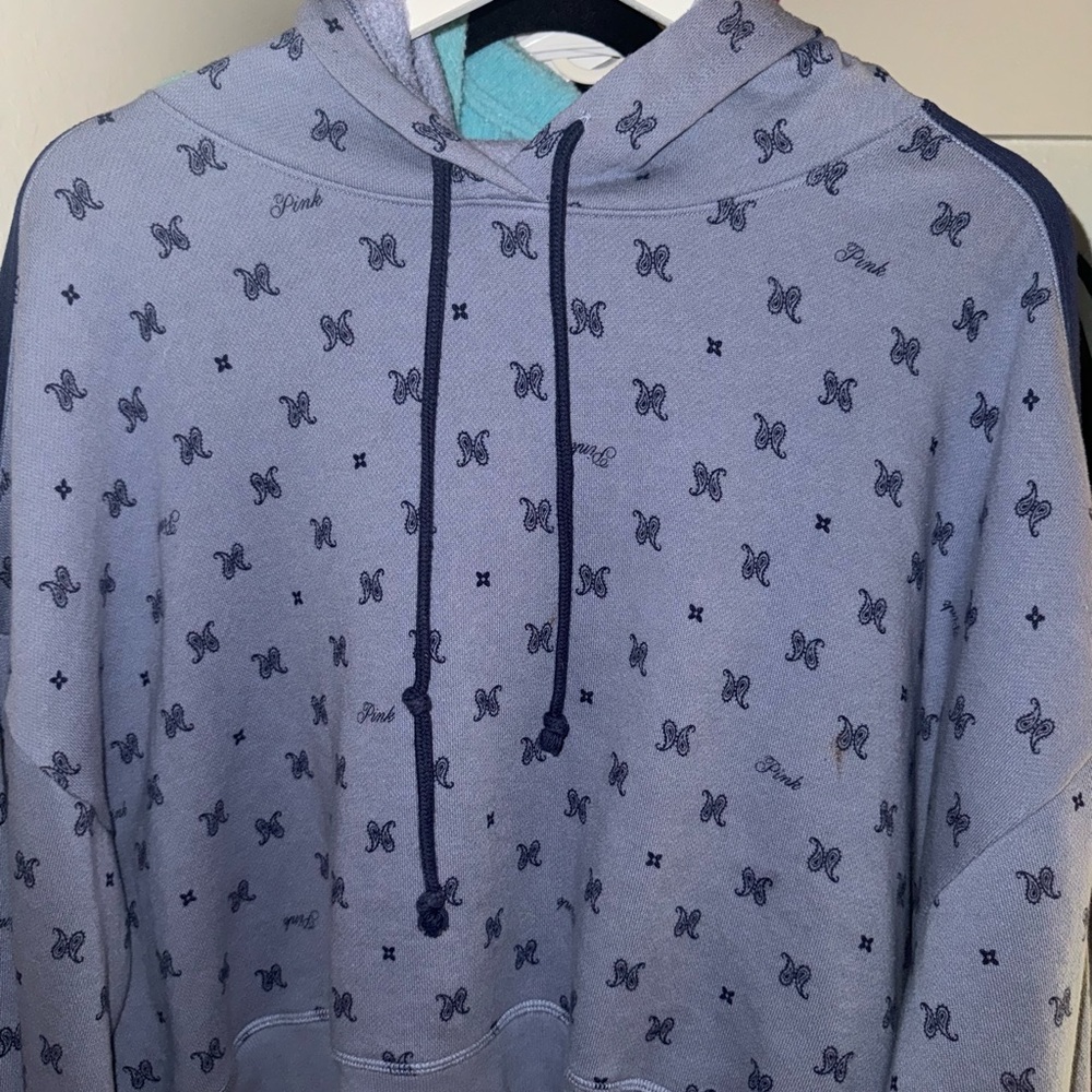 PINK Victoria's Secret Light Blue Logo Hoodie